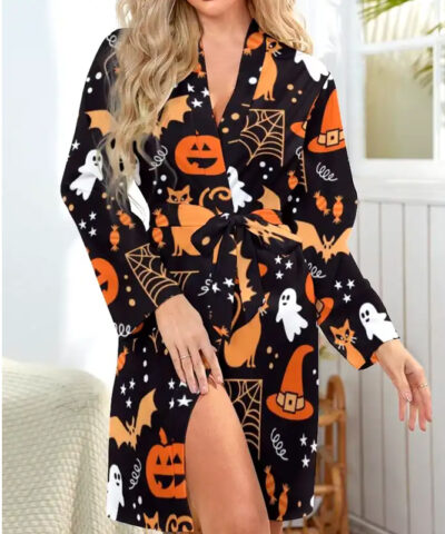 Halloween Black Bathrobe front 1