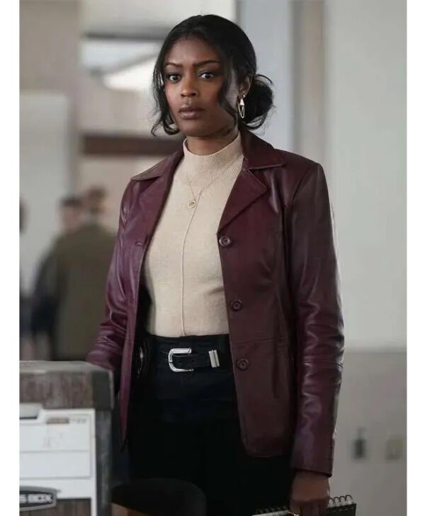 High Potential Daphne Leather Blazer front