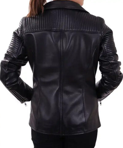 Isabella Women Black Moto Jacket back