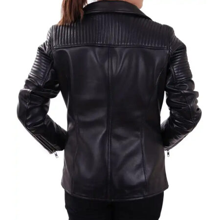 Isabella Women Black Moto Jacket back