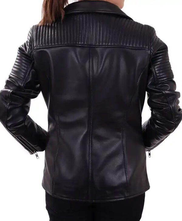 Isabella Women Black Moto Jacket back