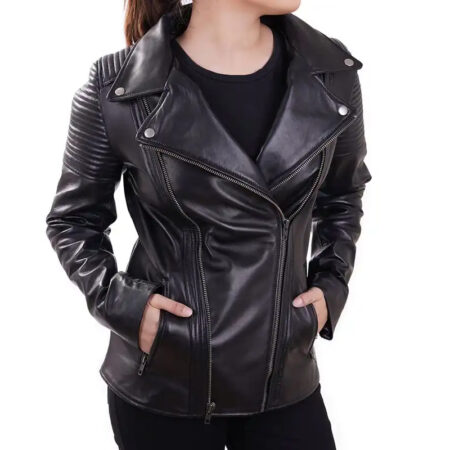 Isabella Women Black Moto Jacket side