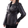 Isabella Women Black Moto Jacket side1