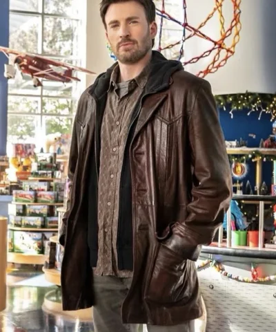 Jack OMalley Red One Chris Evans Brown Leather Jacket