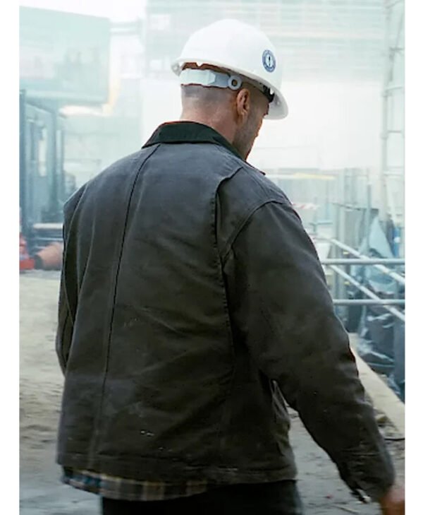 Jason Statham A Working Man Grey Jacket back