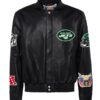 Jeff Hamilton New York Jets Patches Full Leather Black Jacket
