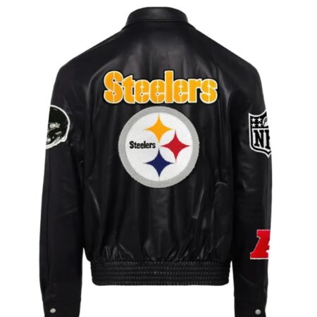 Jeff Hamilton Pittsburgh Steelers Full Black Leather Jacket 3