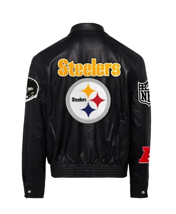 Jeff Hamilton Pittsburgh Steelers Full Black Leather Jacket 3