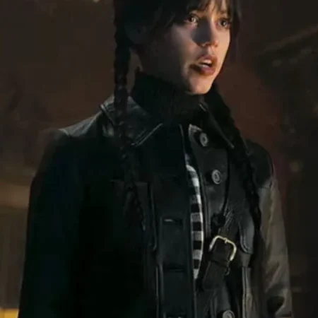 Jenna Ortega Wednesday Addams Leather Jacket