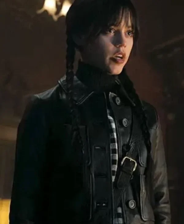 Jenna Ortega Wednesday Addams Leather Jacket