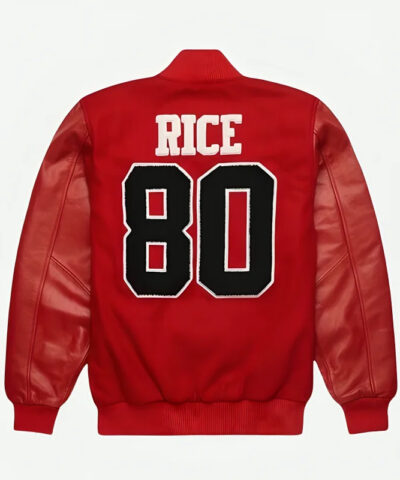Jerry Rice San Francisco GOAT Varsity Jacket back