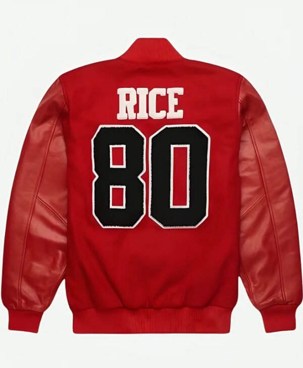 Jerry Rice San Francisco GOAT Varsity Jacket back