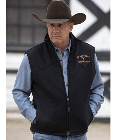 John Dutton Yellowstone Black Vest front