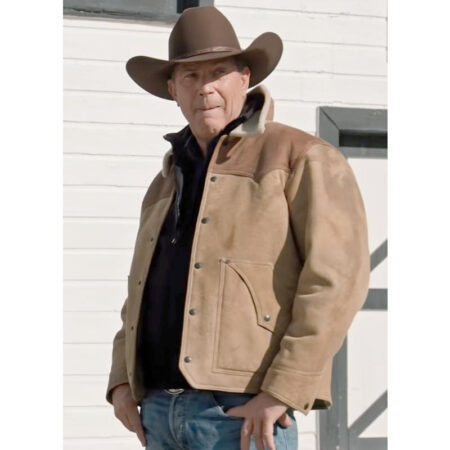 John Dutton Yellowstone Brown Leather Jacket front