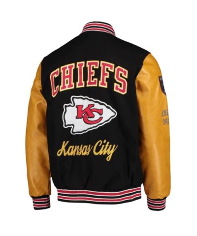 Kansas City Chiefs Black Tan Varsity Jacket 1
