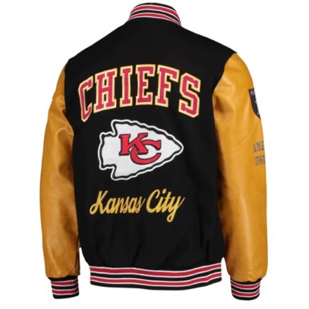 Kansas City Chiefs Black Tan Varsity Jacket 1