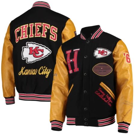 Kansas City Chiefs Black Tan Varsity Jacket 3