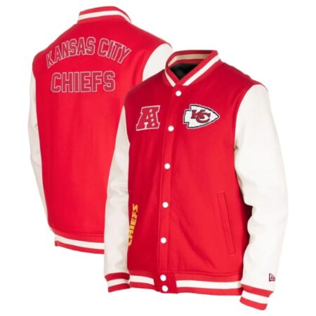 Kansas City Chiefs Red White Wool Leather Varsity Jacket 2