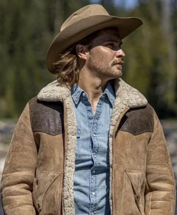 Kayce Dutton Yellowstone Suede Shearling Leather Jacket front