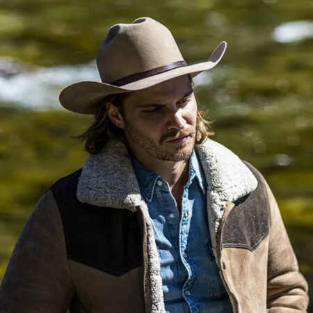 Kayce Dutton Yellowstone Suede Shearling Leather Jacket front1