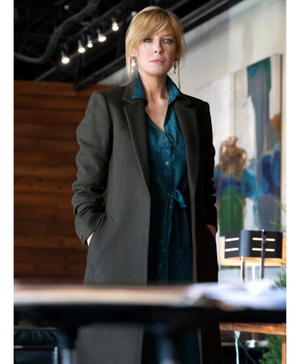 Kelly Reilly Yellowstone Black Trench Coat front