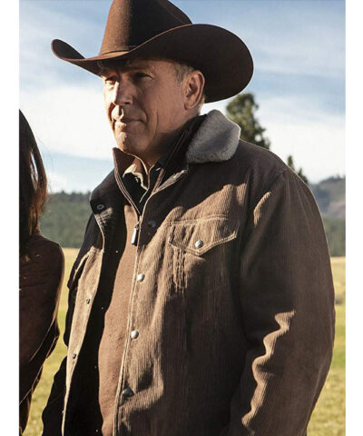 Kevin Costner Yellowstone Corduroy Brown Jacket front