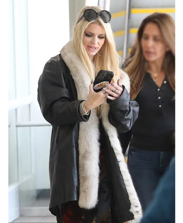 LA Airport Jessica Simpson Coat front