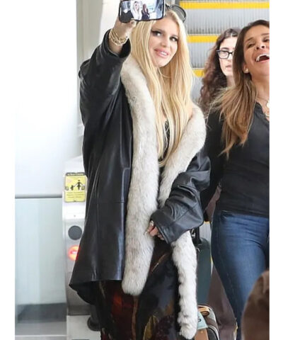 LA Airport Jessica Simpson Coat front1