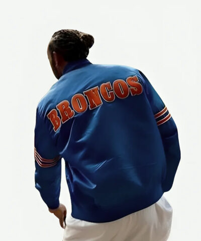 Lewis Hamilton Broncos Starter Varsity Blue Jacket back
