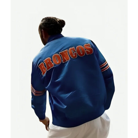 Lewis Hamilton Broncos Starter Varsity Blue Jacket back