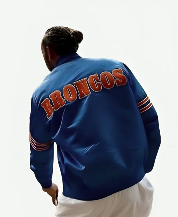 Lewis Hamilton Broncos Starter Varsity Blue Jacket back
