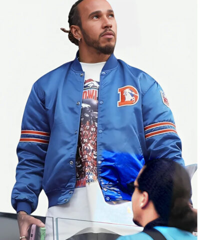Lewis Hamilton Broncos Starter Varsity Blue Jacket front