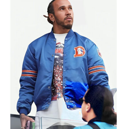 Lewis Hamilton Broncos Starter Varsity Blue Jacket front