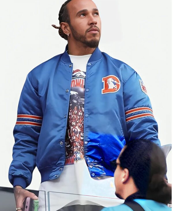 Lewis Hamilton Broncos Starter Varsity Blue Jacket front