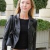 Lila Moss Paris Fashion Week Leather Jacket front1