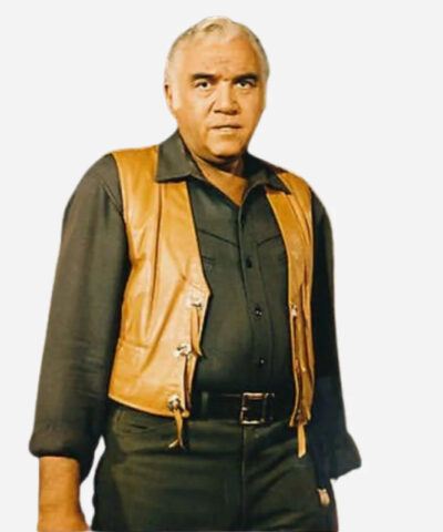 Lorne Greene Bonanza Brown Leather Vest front