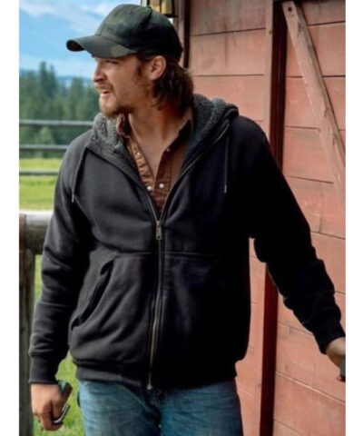Luke Grimes Yellowstone Black Hoodie Jacket front