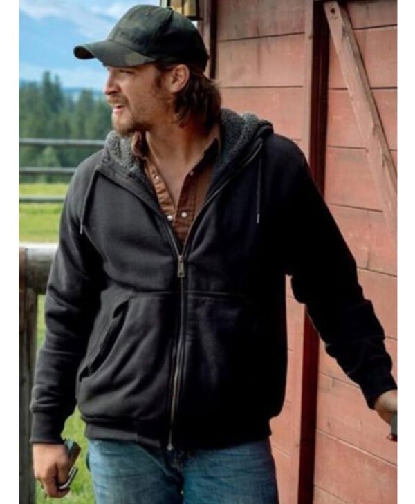 Luke Grimes Yellowstone Black Hoodie Jacket front