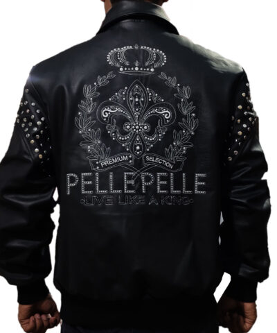 Men Pelle Pelle Live Like A King Black Leather Jacket  06646