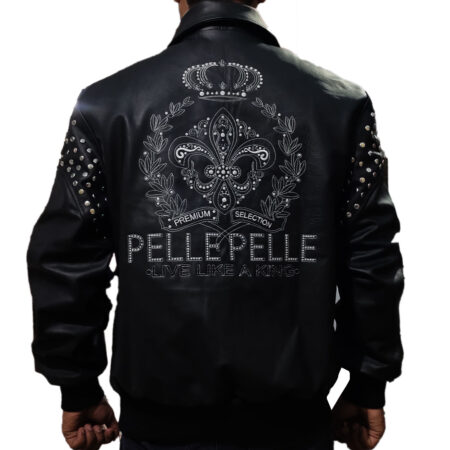 Men Pelle Pelle Live Like A King Black Leather Jacket 06646