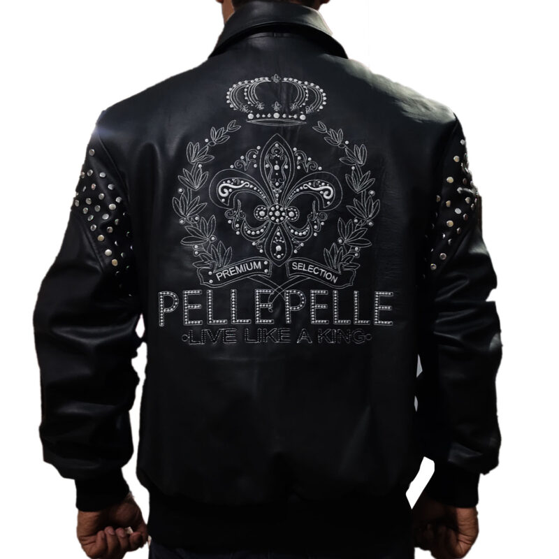 Men Pelle Pelle Live Like A King Black Leather Jacket  06646
