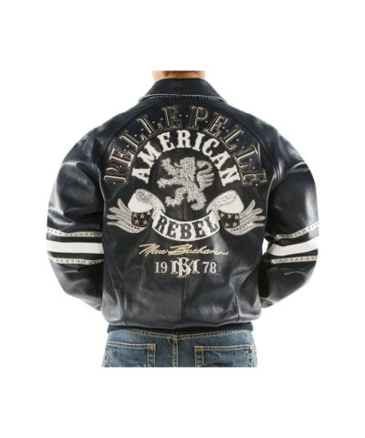 Men American Rebel Navy Blue Pelle Pelle Leather Jacket 2  67365