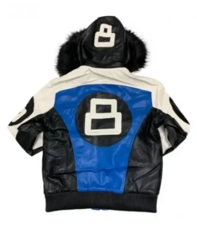 Mens 8 Ball White Black Blue Bomber Jacket