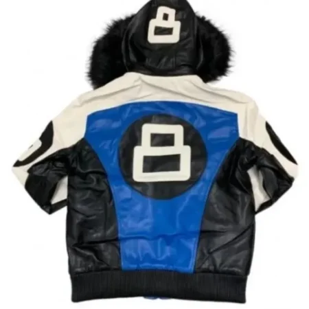 Mens 8 Ball White Black Blue Bomber Jacket