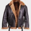 Mens B3 Brown Flying Aviator Sheepskin Leather Jacket