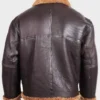 Mens B3 Brown Flying Aviator Sheepskin Leather Jacket Back