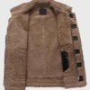 Mens B3 Shearling Fur Sheepskin Dark Brown Leather Jacket