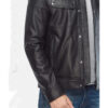 Mens Black Leather Moto Jacket side1