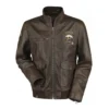 Mens Brown Call of Duty WWII Zipper Leather Brown Jacket