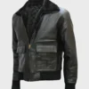 Mens Genuine Leather Black Bomber Jacket